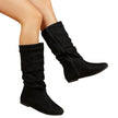 Mid-Calf Boots Lightweight Pleated Side Zip  Style Ratio