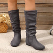 Mid-Calf Boots Lightweight Pleated Side Zip  Style Ratio