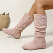 Mid-Calf Boots Lightweight Pleated Side Zip  Style Ratio