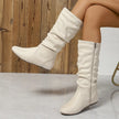 Mid-Calf Boots Lightweight Pleated Side Zip  Style Ratio