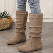 Mid-Calf Boots Lightweight Pleated Side Zip  Style Ratio