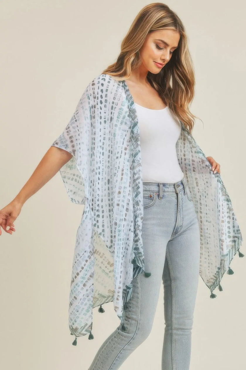 Multi Dash Pattern Tassel Kimono  Style Ratio
