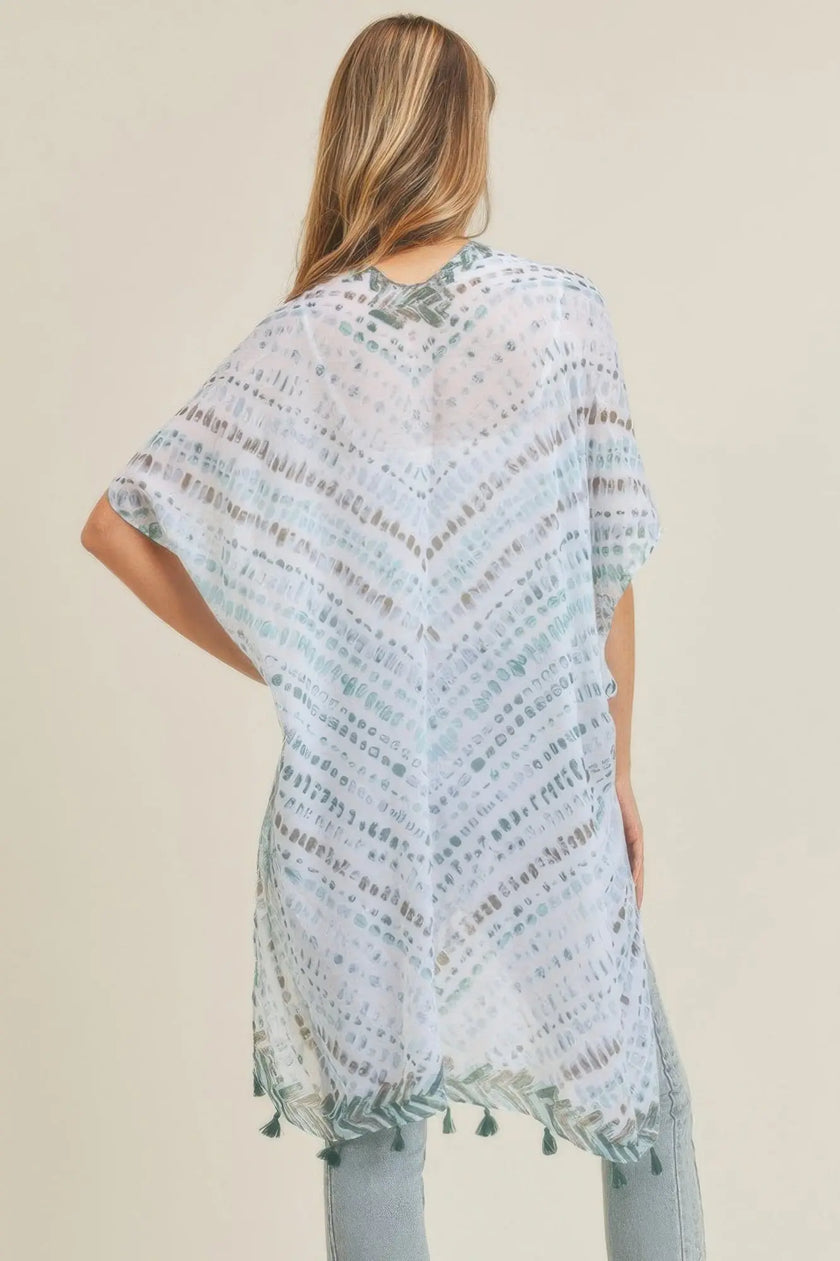 Multi Dash Pattern Tassel Kimono  Style Ratio