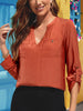 Notched Neck Long Sleeve Top  Style Ratio