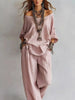 Off-Shoulder Loose Fit Top and Pants Two-Piece Set  Style Ratio