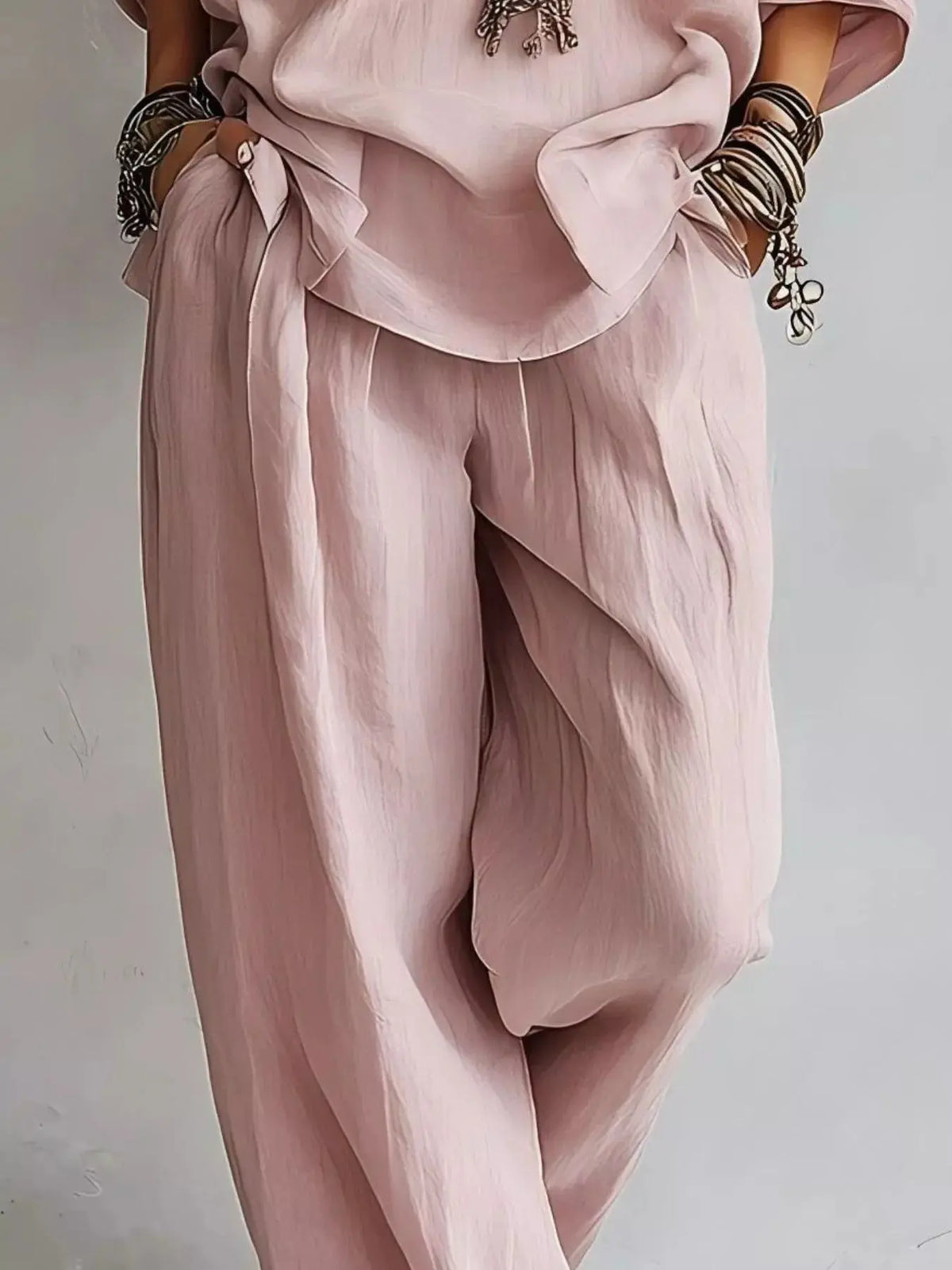 Off-Shoulder Loose Fit Top and Pants Two-Piece Set  Style Ratio