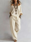 Off-Shoulder Loose Fit Top and Pants Two-Piece Set  Style Ratio