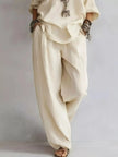 Off-Shoulder Loose Fit Top and Pants Two-Piece Set  Style Ratio