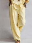 Off-Shoulder Loose Fit Top and Pants Two-Piece Set  Style Ratio