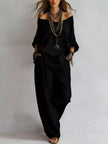 Off-Shoulder Loose Fit Top and Pants Two-Piece Set  Style Ratio