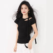 Off-Shoulder Short Sleeve Slim-Fit Unique Top  Style Ratio