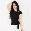 Off-Shoulder Short Sleeve Slim-Fit Unique Top  Style Ratio