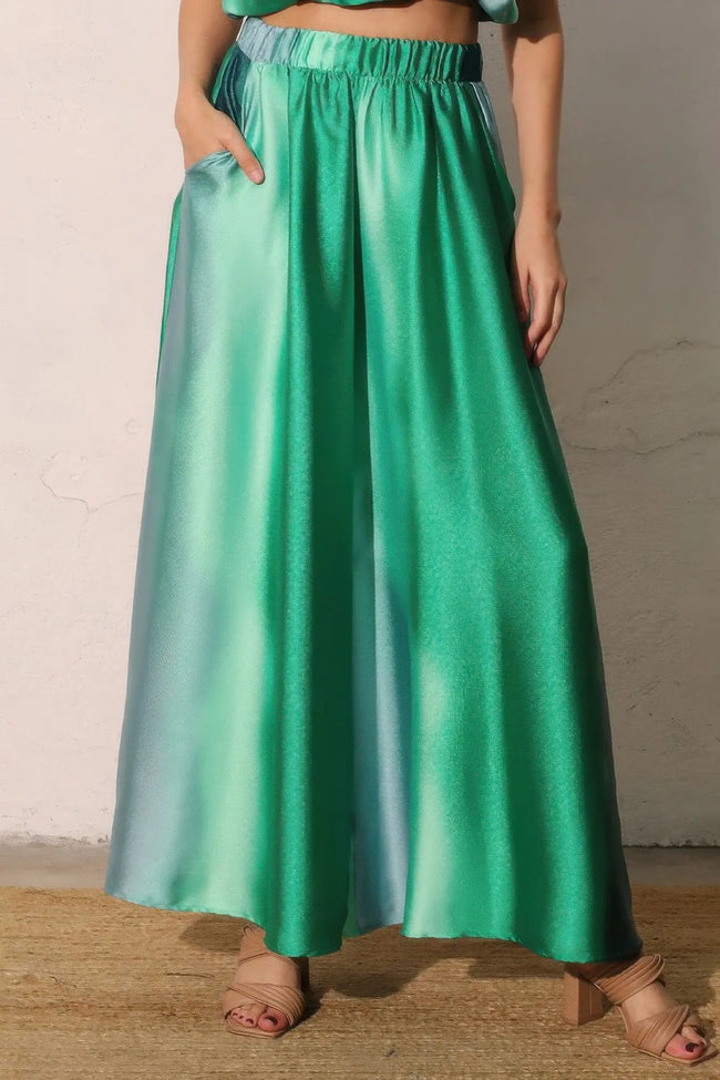 Ombre Satin Extra Wide Legs Pants  Style Ratio