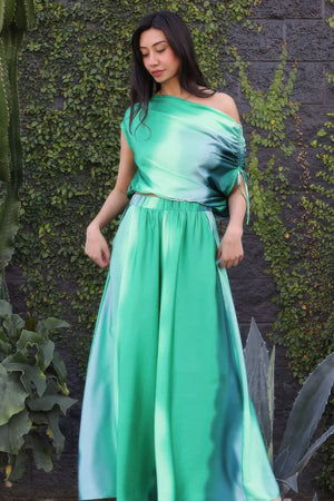 Ombre Satin Extra Wide Legs Pants  Style Ratio