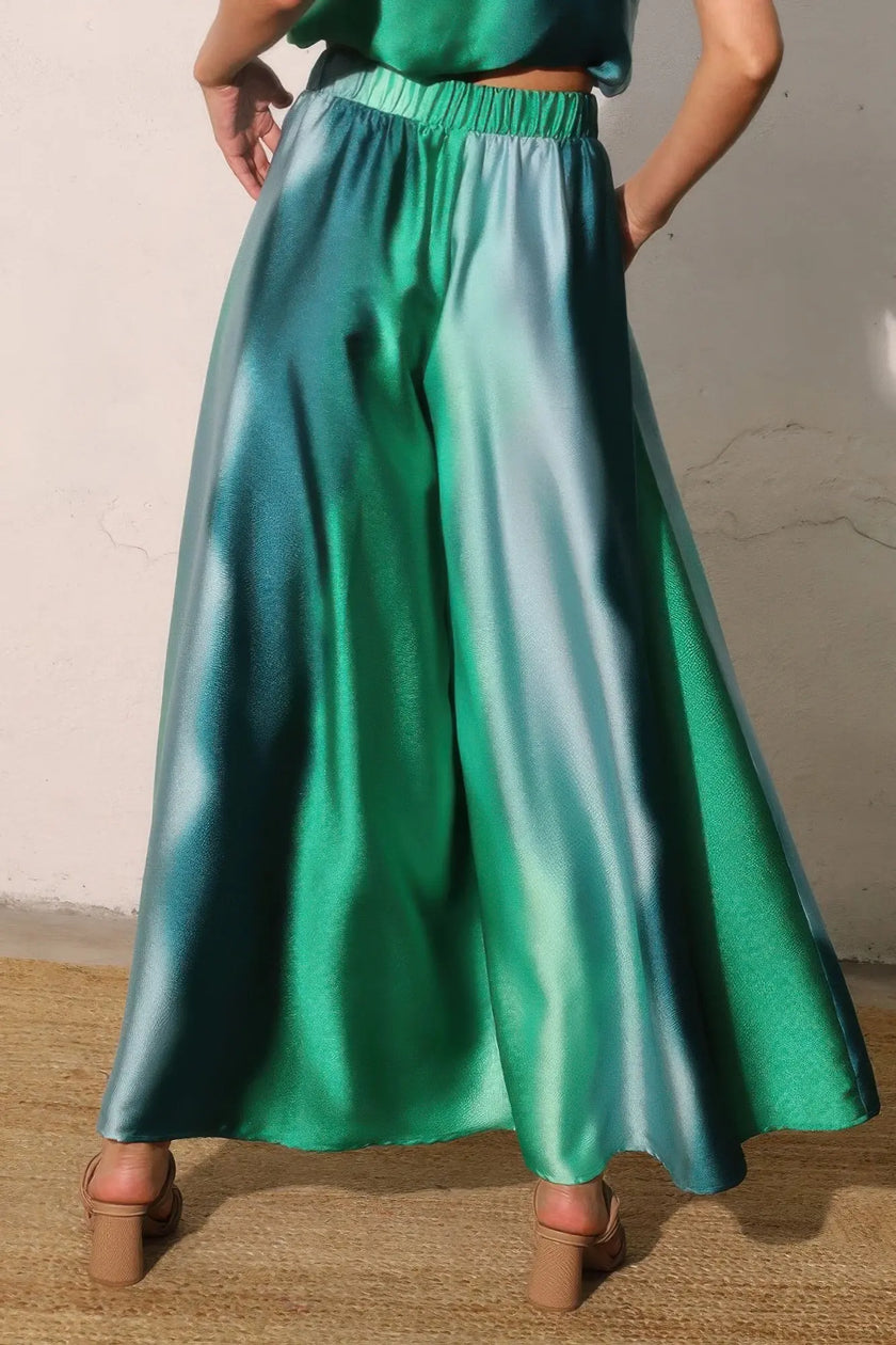 Ombre Satin Extra Wide Legs Pants  Style Ratio