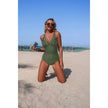 One Piece V Neck Hollowed Out Stretch Swimsuit  Style Ratio
