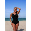 One Piece V Neck Ruched Tummy Control Swimsuit  Style Ratio