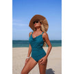 One Piece V Neck Ruched Tummy Control Swimsuit  Style Ratio