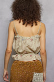 POL Button Down Floral Embroidered Cropped Cami with Lace Detail  Style Ratio