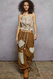 POL Button Down Floral Embroidered Cropped Cami with Lace Detail  Style Ratio
