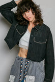 POL Cropped Button-Front Eyelet Cotton Jacket  Style Ratio
