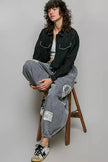 POL Cropped Button-Front Eyelet Cotton Jacket  Style Ratio