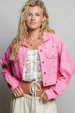 POL Eyelet Textured Cotton Cropped Button-Front Jacket  Style Ratio