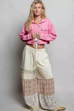 POL Eyelet Textured Cotton Cropped Button-Front Jacket  Style Ratio