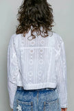 POL Eyelet Textured Cotton Cropped Button Front Jacket  Style Ratio