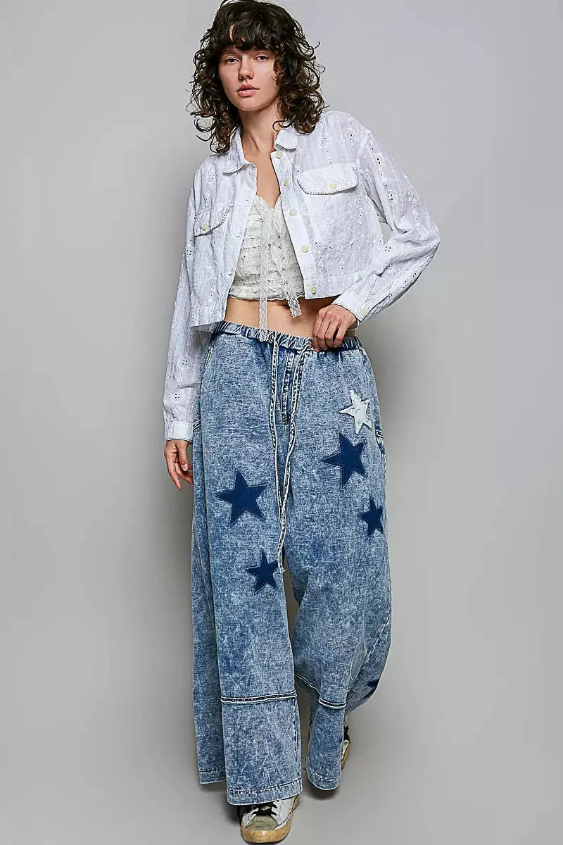 POL Eyelet Textured Cotton Cropped Button Front Jacket  Style Ratio