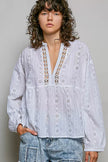 POL Lace Eyelet Long Sleeve Cotton Blouse  Style Ratio