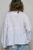 POL Lace Eyelet Long Sleeve Cotton Blouse  Style Ratio