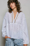 POL Lace Eyelet Long Sleeve Cotton Blouse  Style Ratio