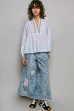 POL Lace Eyelet Long Sleeve Cotton Blouse  Style Ratio