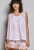 POL POL Round Neck Sleeveless Striped Pleated Cotton Top  Style Ratio