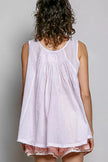 POL POL Round Neck Sleeveless Striped Pleated Cotton Top  Style Ratio
