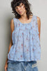 POL Round Neck Sleeveless Floral Pleated Cotton Top  Style Ratio