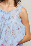 POL Round Neck Sleeveless Floral Pleated Cotton Top  Style Ratio