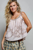 POL Tassel Shoulder Tie Embroidered Sleeveless Woven Top  Style Ratio