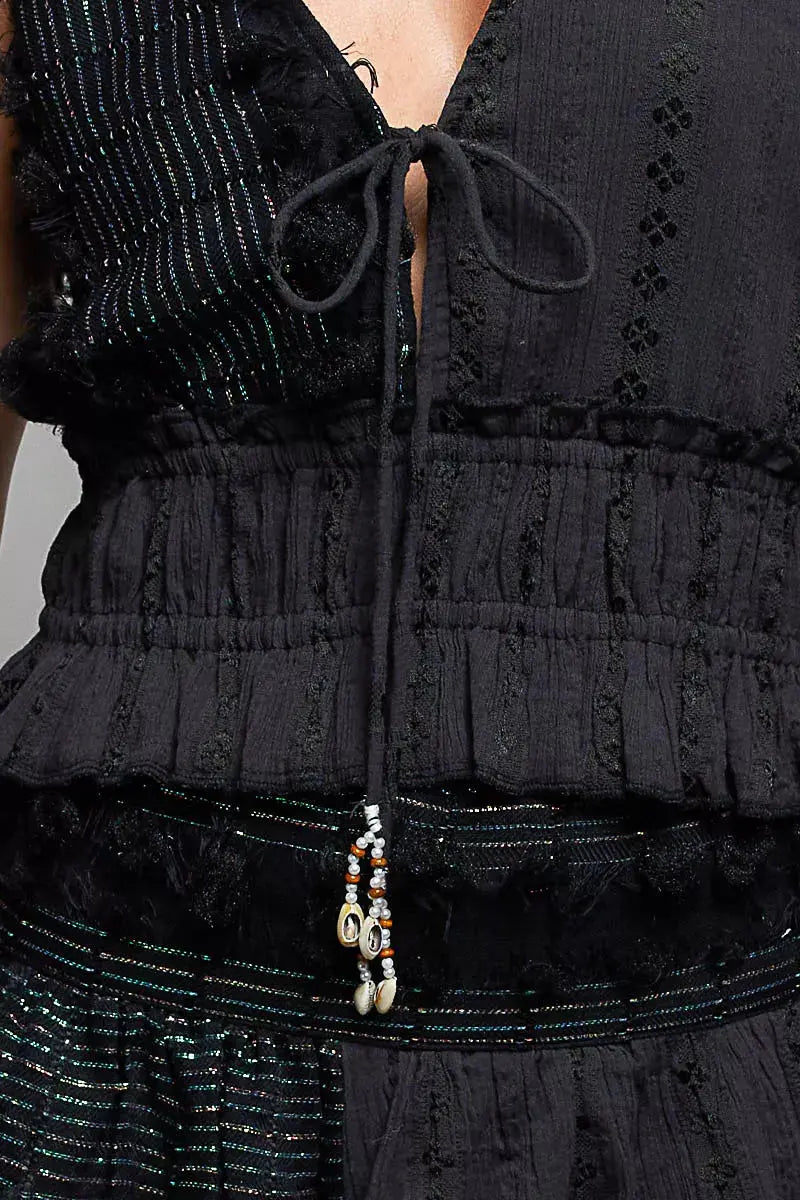 POL V-Neck Cotton Ruffled Crop Cami  Style Ratio