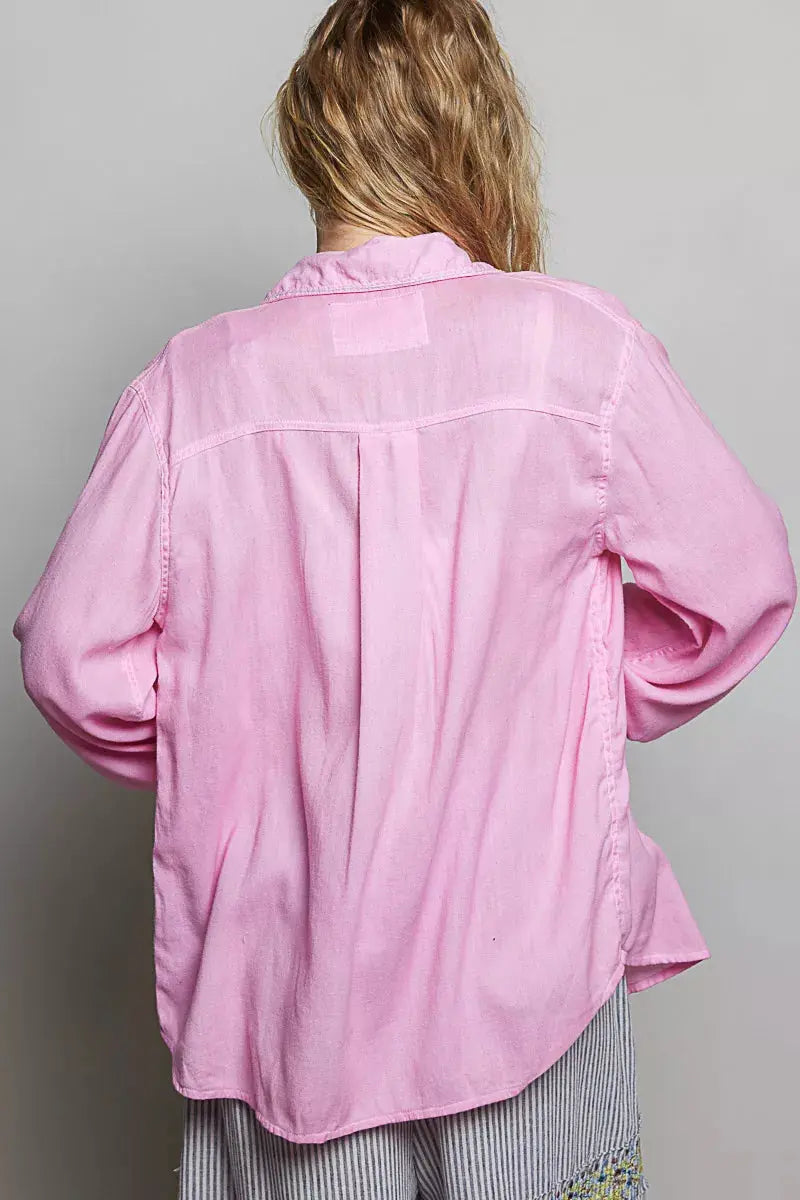 POL Washed Textured Cotton Western Button Front Shirt  Style Ratio