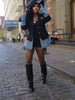 Patchwork Denim with Blazer Attached  Style Ratio