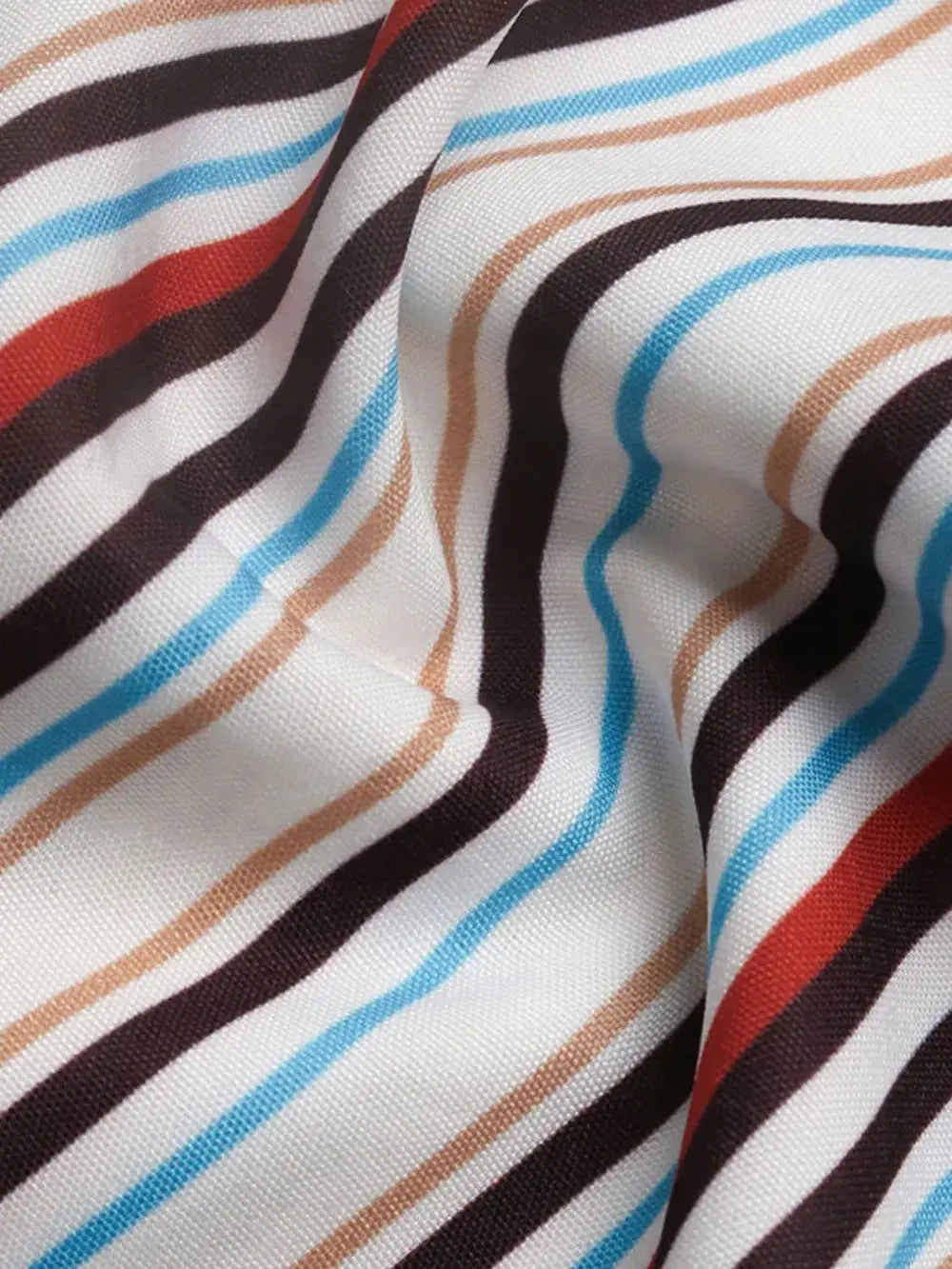 Perfee Contrast Striped Collared Neck Long Sleeve Shirt  Style Ratio