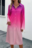 Perfee Gradient Long Sleeve Shirt Dress  Style Ratio