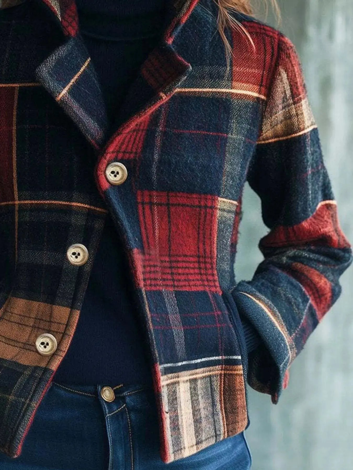 Plaid Button Up Blazer  Style Ratio