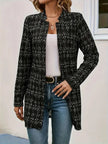 Plaid Open Front Long Sleeve Blazer  Style Ratio