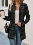 Plaid Open Front Long Sleeve Blazer  Style Ratio