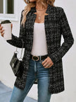 Plaid Open Front Long Sleeve Blazer  Style Ratio