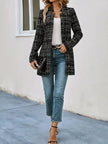 Plaid Open Front Long Sleeve Blazer  Style Ratio