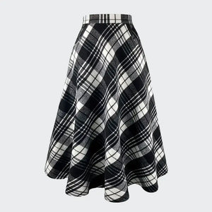 Plaid Tweed Large Pocket A Line Skirt  Style Ratio